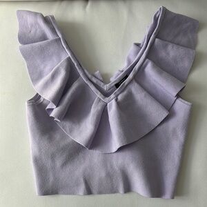Express lavander Ruffled Bib Collar Tank Top